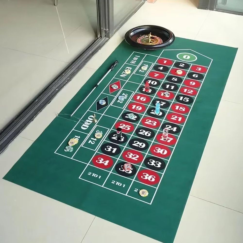 Tapis De Table De Roulette Portable 180x90cm, Tapis De Craps, Kit De Jeu Familial, Tapis De Casino pour Jeux De Roulette.