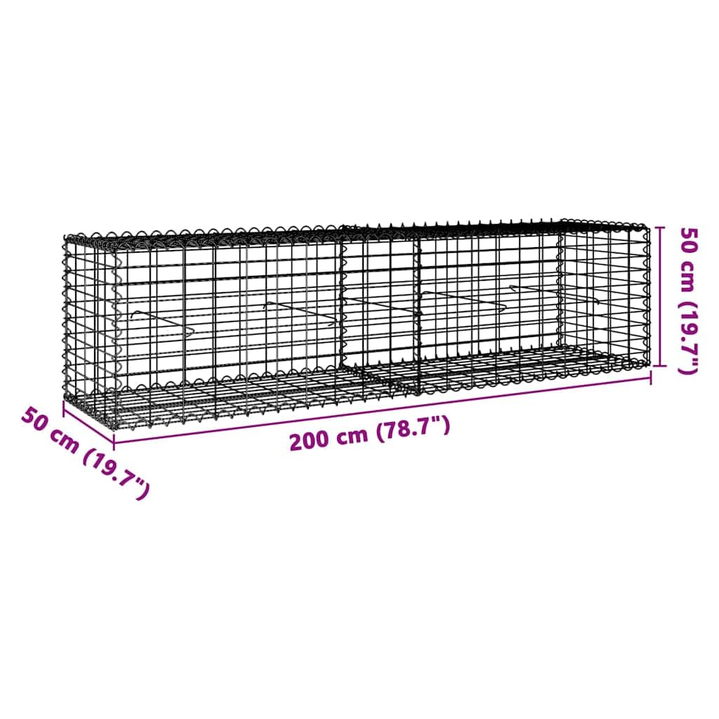 vidaXL Panier Gabion avec Couvercle 200x50x50 cm Fer galvanisé, Mur en Gabion, Mur de soutènement en Gabion, clôture en Gabion, Gabion, Cage Gabion