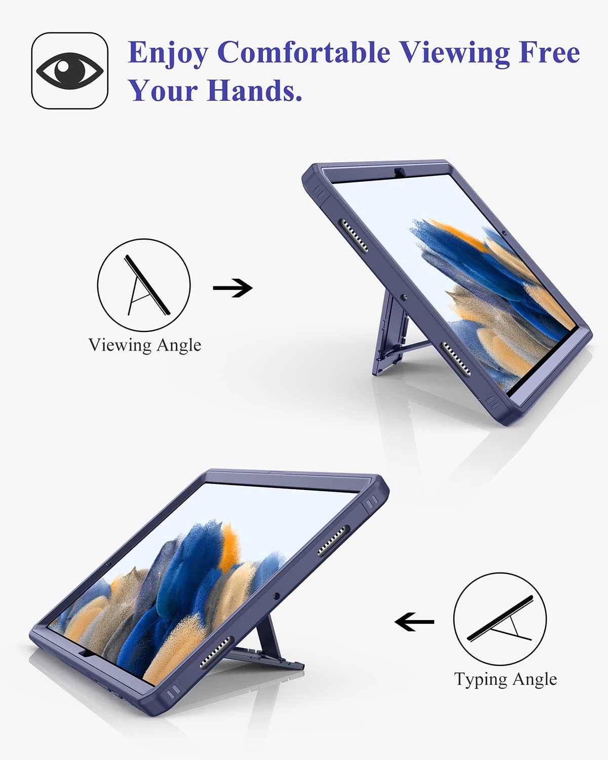 Supveco Case for Samsung Galaxy Tab A8 10.5 Inch 2022, Dual Layer Full Body Shockproof Protective Case with Built-in Screen Protector Cover for Galaxy Tab A8 10.5'' [SM-X200/X205/X207]-Dark Blue