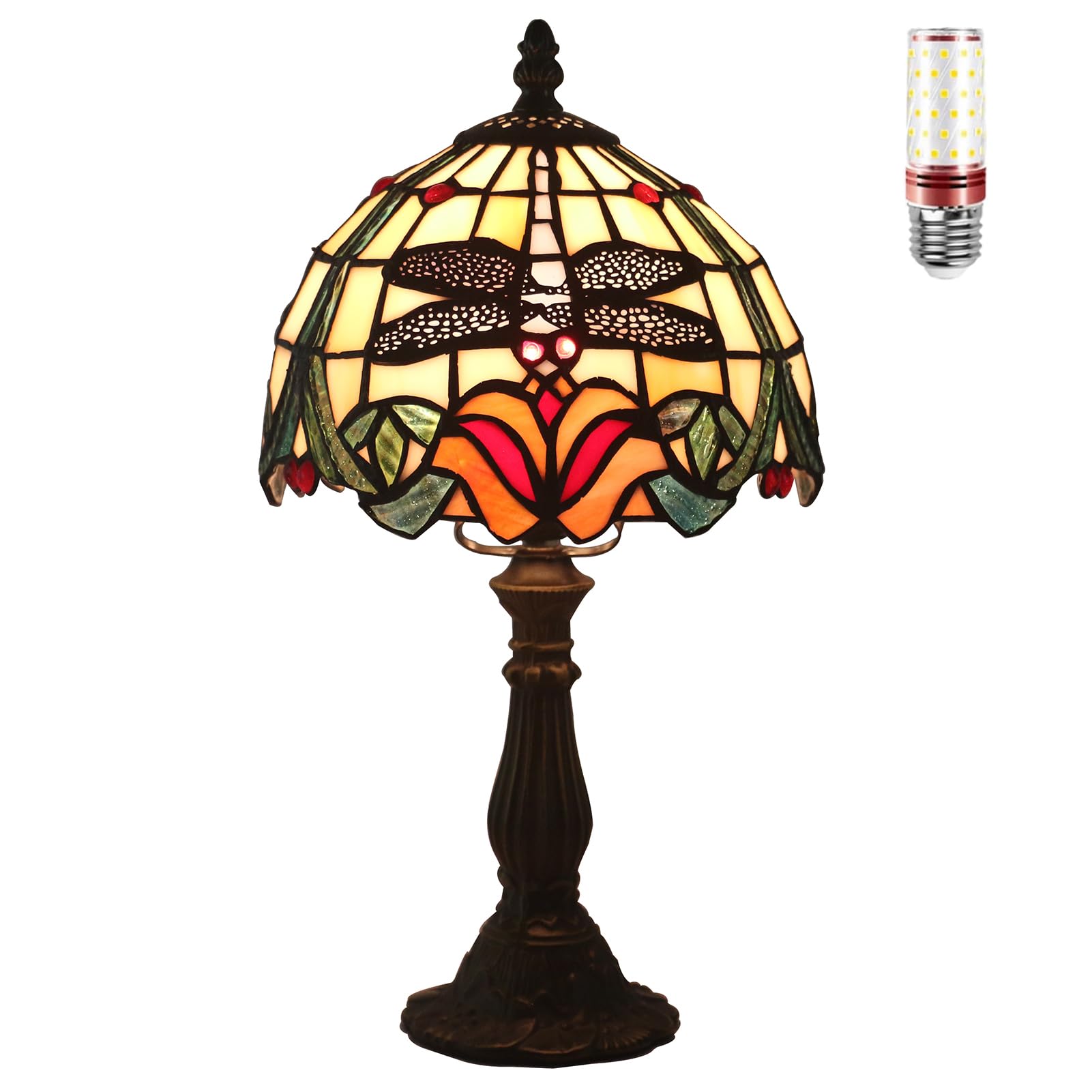 Aioneer Handmade Tiffany Style 8 Inch Stained Glass Table Lamp For Living Room And Bedroom Decorative Tiffany Lamps-B