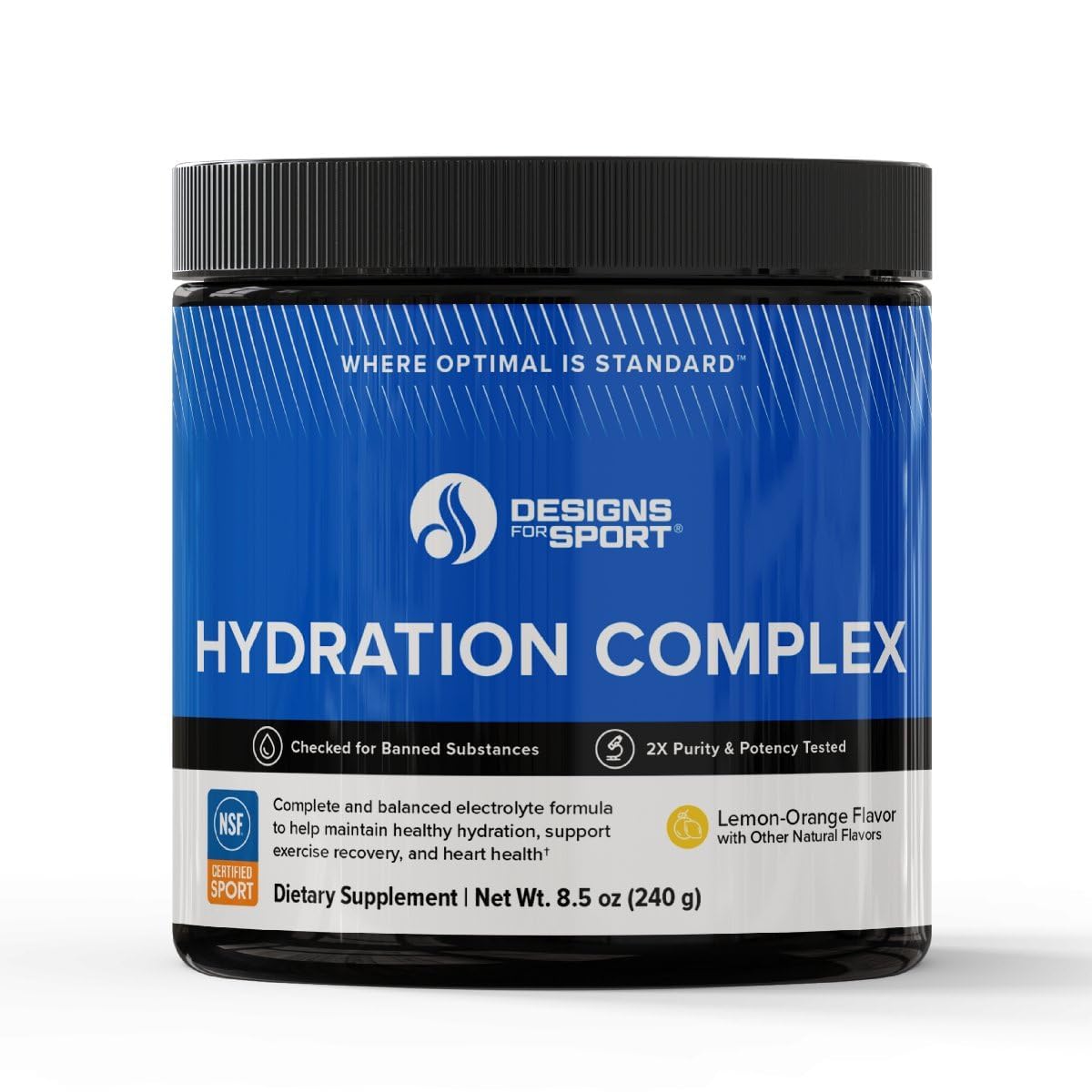 Designs for Sport Hydration Complex - Supports Hydration & Skeletal Muscle Function* - Electrolytes with D-Ribose & Vitamin C - Lemon-Orange Flavor - 8.5 oz, 30 Servings