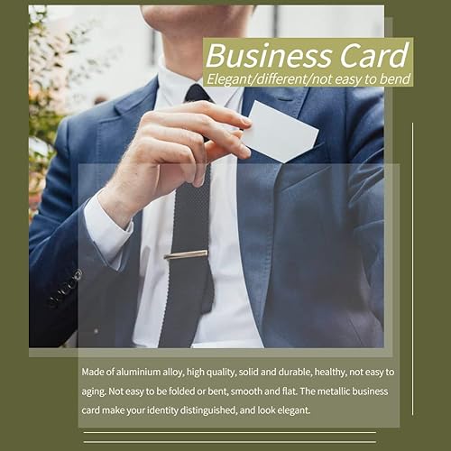 Miniatura 3 de 100 tarjetas de visita de metal de sublimación plateadas, tarjetas de visita de metal grabadas, espacios en blanco de sublimación de 3.4 x 2.1