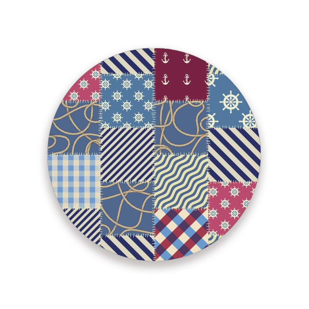 Dessous de verre en liège absorbant et décoratif à motif marin géométrique