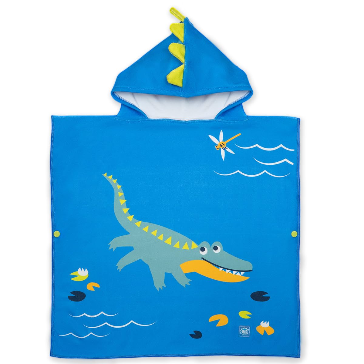Splash About Kids Hooded Poncho Towel, Crocodile Swamp, 4-6 Years, with Popper Fastenings