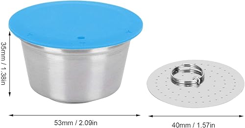 Miniatura 3 de Cápsulas de café reutilizables recargables de 2.087 in, taza de filtro, cápsula de café de acero inoxidable para cafetera Dolce Gusto (Azul) Filtros