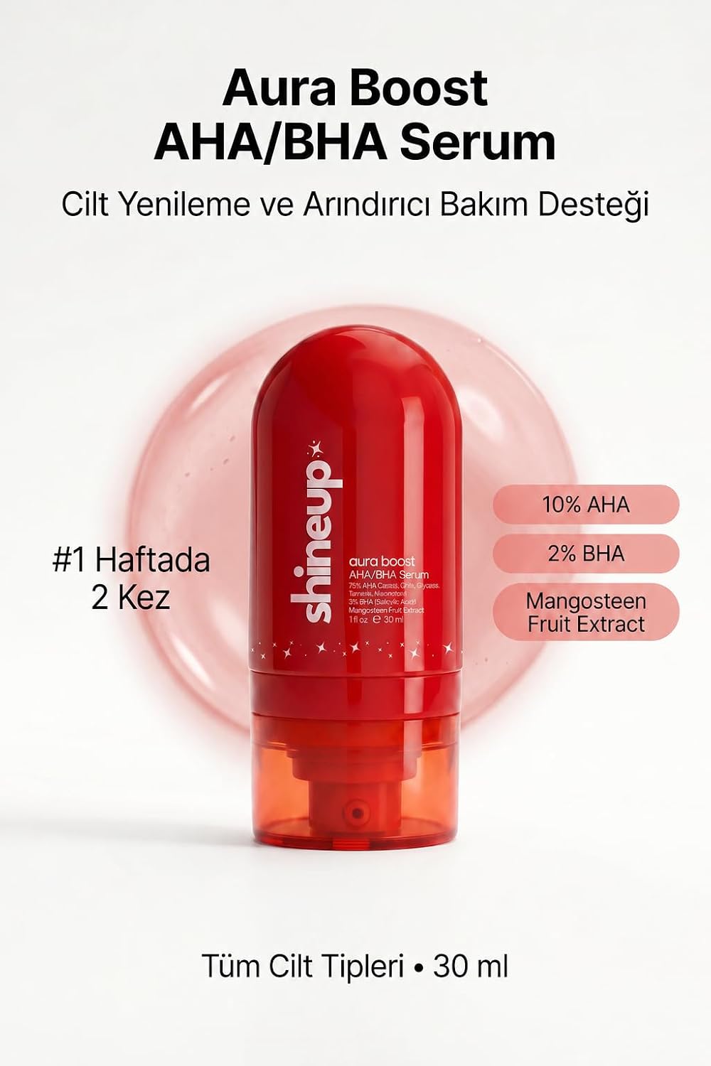 Aura Boost AHA BHA Serum 30 ml |%10 AHA%2 BHA Peeling Etkili Serum