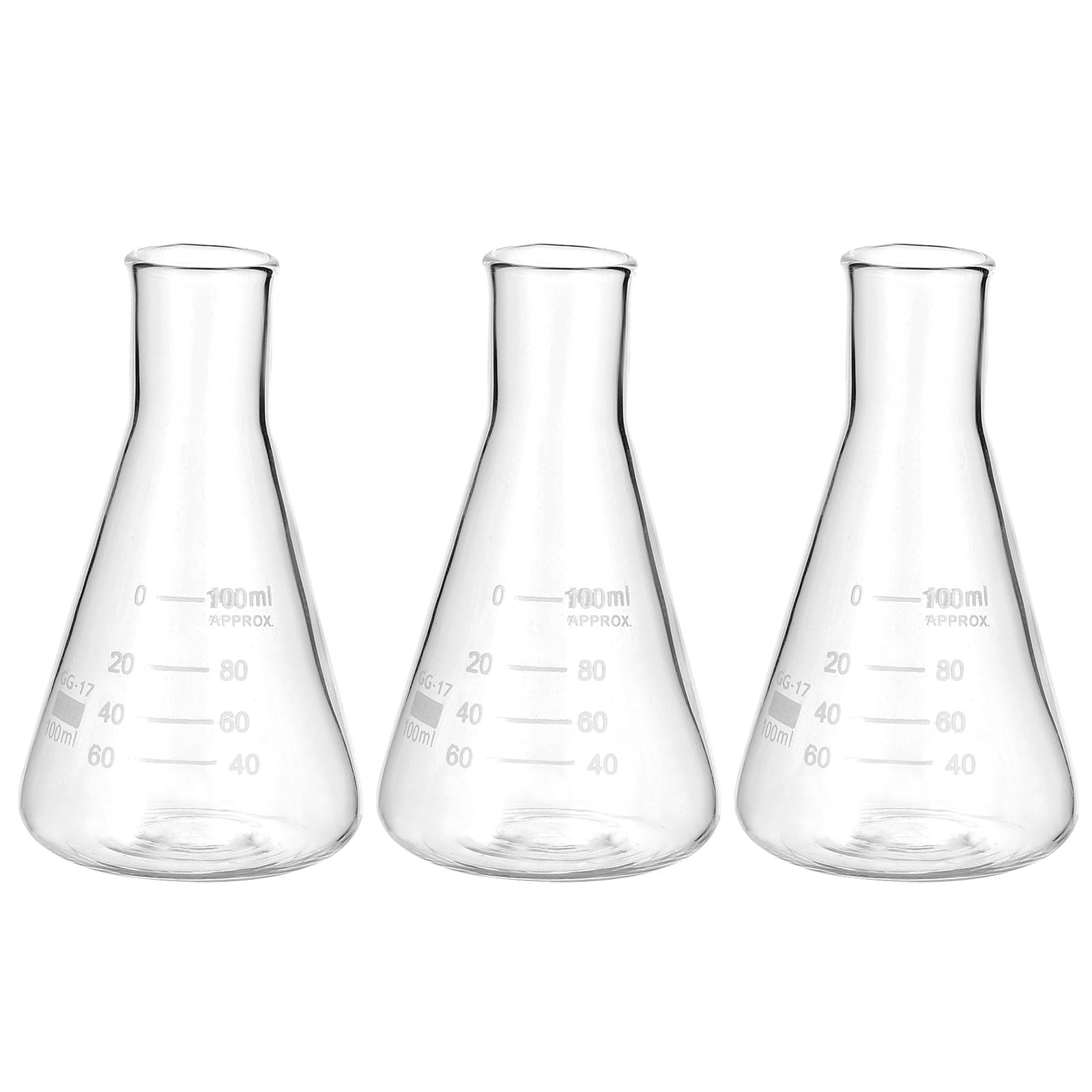 PATIKIL Kolba Erlenmeyer 3 szt 100 ml Szkło Borokrzemianowe Z Podziałką Laboratorium Chemiczne