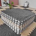 12 pcs Thickened Plush Interlocking Floor Mat 0.6" Thick- Fluffy Square Tiles with 12 Edgings Soft Anti-Slip Puzzle Area Rug Playmat for Room (11.8", Gray & Light Brown)