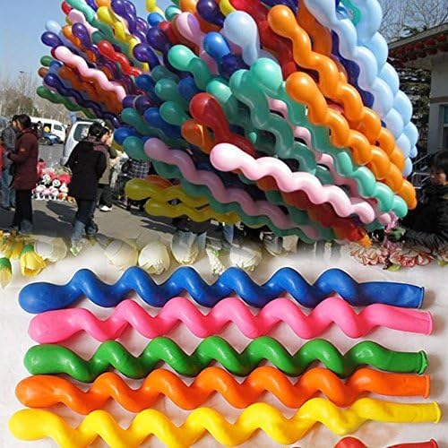 50 x Latex Spiral Balloons Birthday Festival Party Decoration Mix Colors