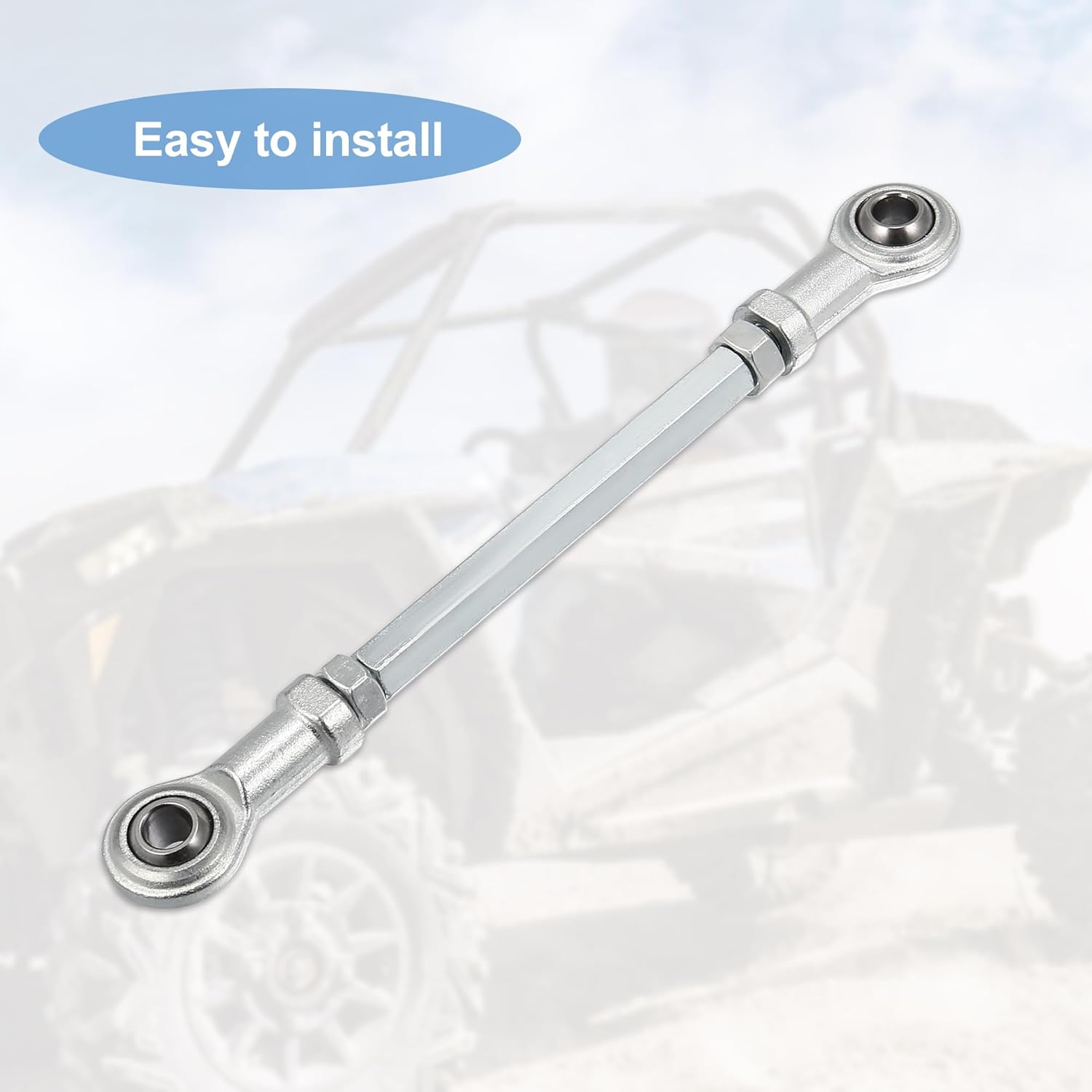 Motoforti 145mm Length 8mm Hole Diamete Adjustable Steering Tie Rod Ball Joint for 49cc Electric ATV Go Kart Accessory Steering Column Steering Suspension Silver Tone