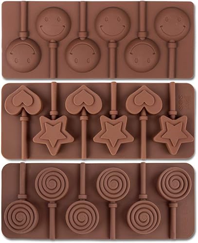 Miniatura 5 de Molde de silicona para paletas de 6 cavidades, molde de caramelo, molde de caramelo de Navidad, redondo típico, estrellas y corazones, lazos,