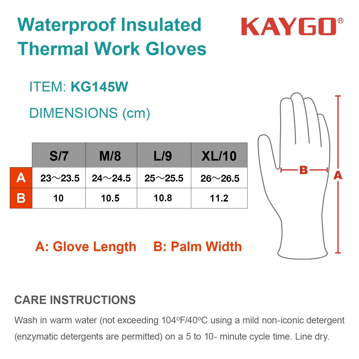 KAYGO Thermo Arbeitshandschuhe Wasserdicht Gefüttert Kältebeständig, KG145W