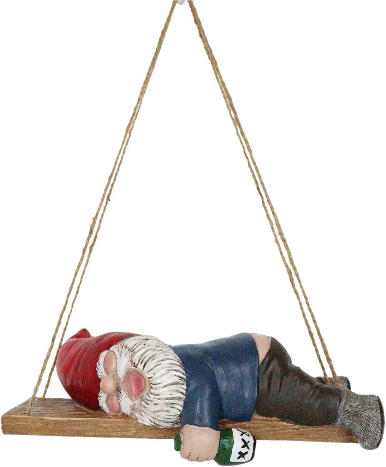 Ebros Gift Whimsical Mr Gnome Sleeping On Swinging Plank Tree Branch Hanger Wall Hanging Cabin Lodge Decorative Figurine Patio Garden (Passed Out Drunk Bare Bottoms Up Gnome)