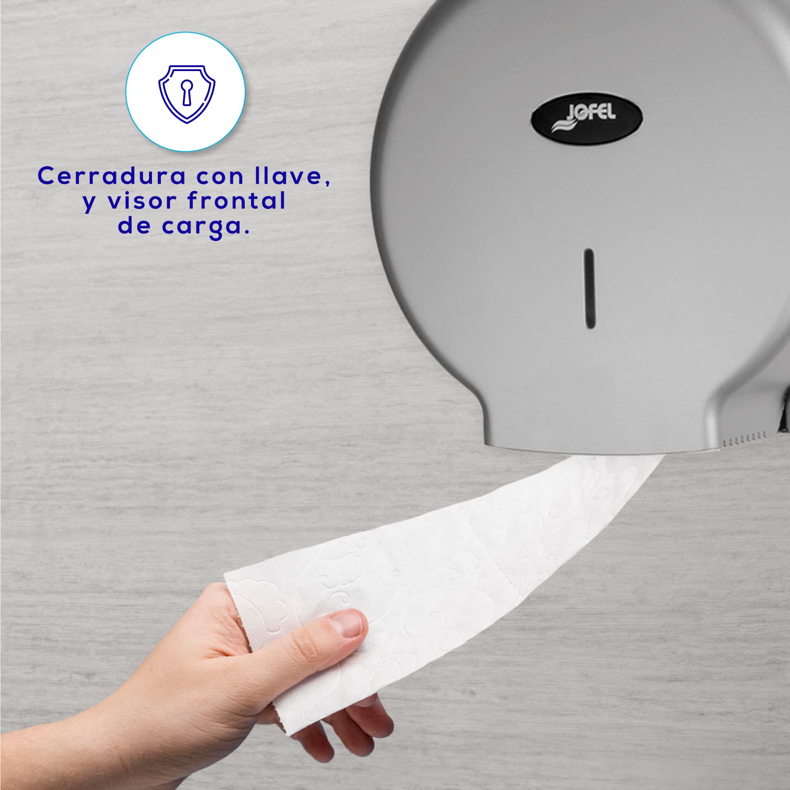Portarrollos de Papel Higiénico Industrial Grande 400m 260mm Dispensador ABS Valor AE77300 Plata