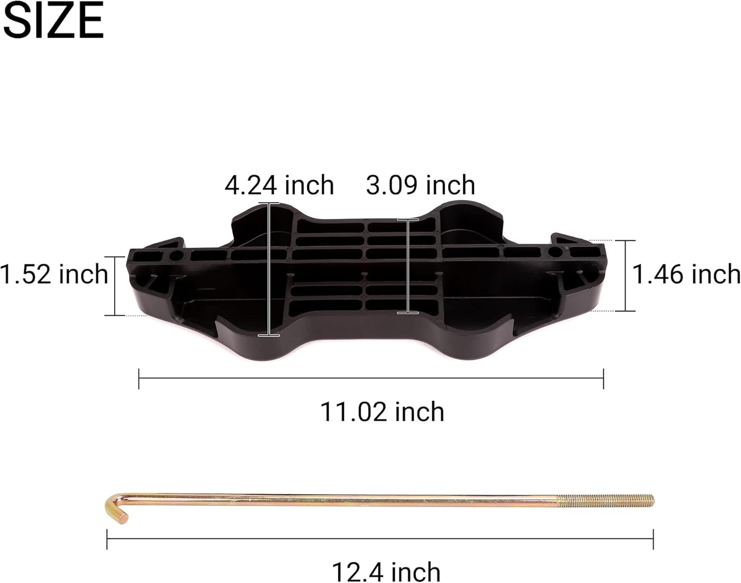 10L0L Golf Cart Battery Hold Down Fitting for Yamaha G29 Drive - Zinc Plated Battery Hold Down Rod 12.5 Inch J-Bolt&Nut and Plastic Plate, OEM#JW2-H2133-00,90201-08310,95702-08500