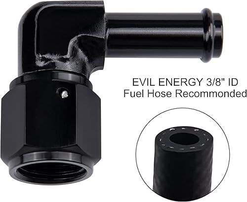 Vista 76 de EVIL ENERGY 8AN hembra a manguera de púas de 1/2 pulgada giratoria de 45 grados
