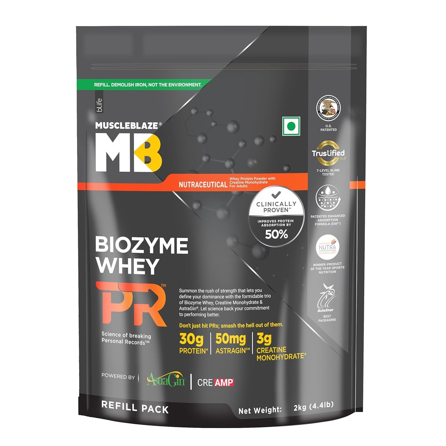MuscleBlaze Biozyme Whey PR Protein Powder, 1kg (2.2lbs) — Amazon image 17