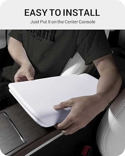 Miniatura 53 de BASENOR Funda para consola central mejorada para Tesla Modelo Y Modelo 3, funda de reposabrazos de TPU antideslizante, accesorios interiores