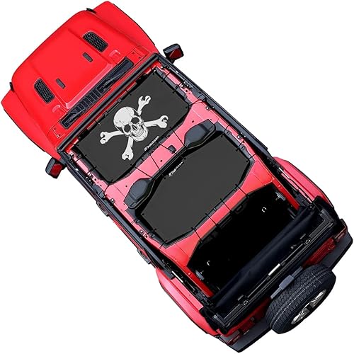 Miniatura 16 de Shadeidea - Parasol para capota de automóvil, parte delantera y trasera (funda solar de malla de color negro, no se decolora, calavera de azúcar)