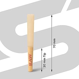 RAW Mini Dogwalker Single Size 70/30 Slow Burning Pre-rolled Cones - Shorter than 1 1/4 Rolling Papers - Inside RAW Metal Tin Container with Packing Tubes - 20 Pack