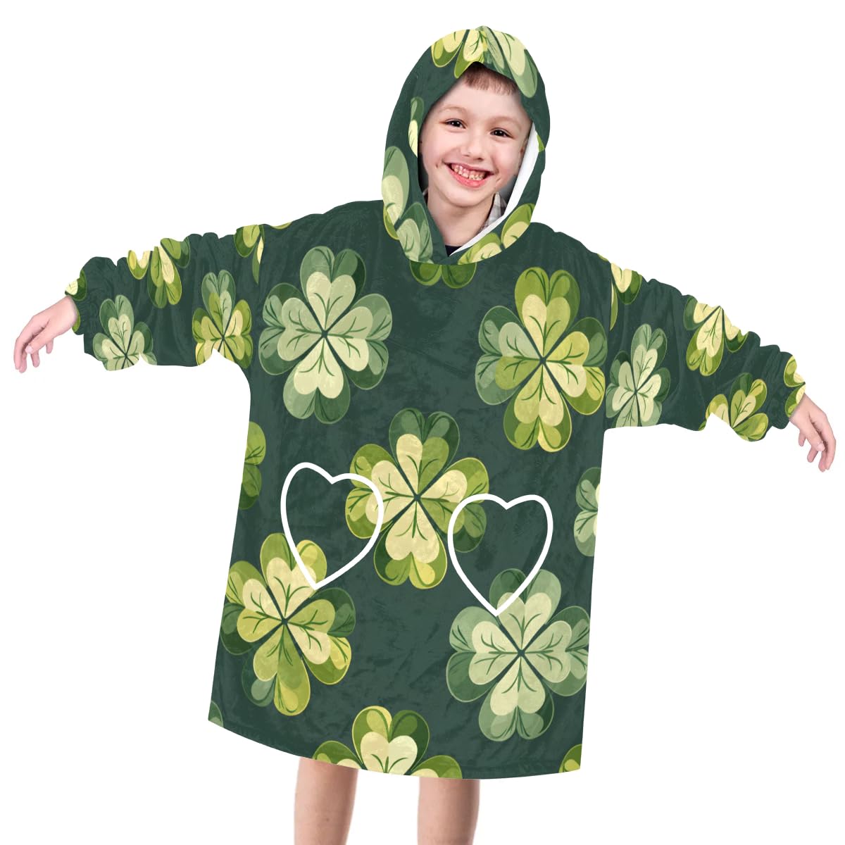 Wearable Blanket Hoodie for Kids, Veiled Aztec Fleece Sweatshirt Blanket Oversized Blanket Sweatshirt with Pocket Flannel Warm Hooded Blanket 6-10 Year Old Girl Boy Gift, One Size