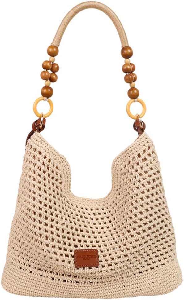 Bohemia Woven Straw Bag for Women Macrame Shoulder Tote Bags Crossbody Purses Summer Beach Top-Handle Bag for Travel Shopping