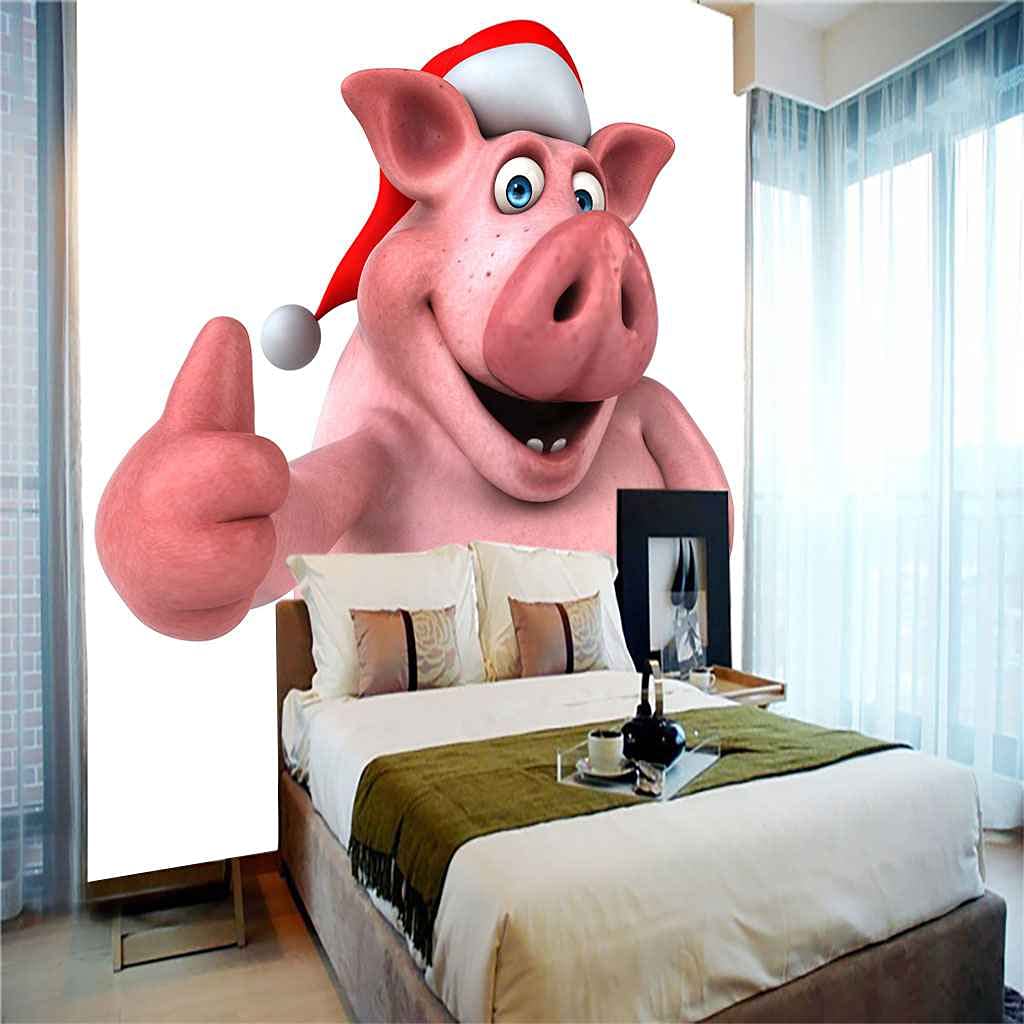 Adesivo Murale 3D Per Porta – Maiale Animato Fai-da-Te, Decorazione Autoadesiva Impermeabile