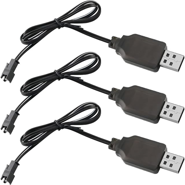EatPitaya Drone USB Charger Cable with SM-2P Connector Plug(3Pcs), Lithium Battery USB Charging Cable 3.7V 500mAh Output Portable with LED indicator for RC Car Child Toy Car Spare Battery