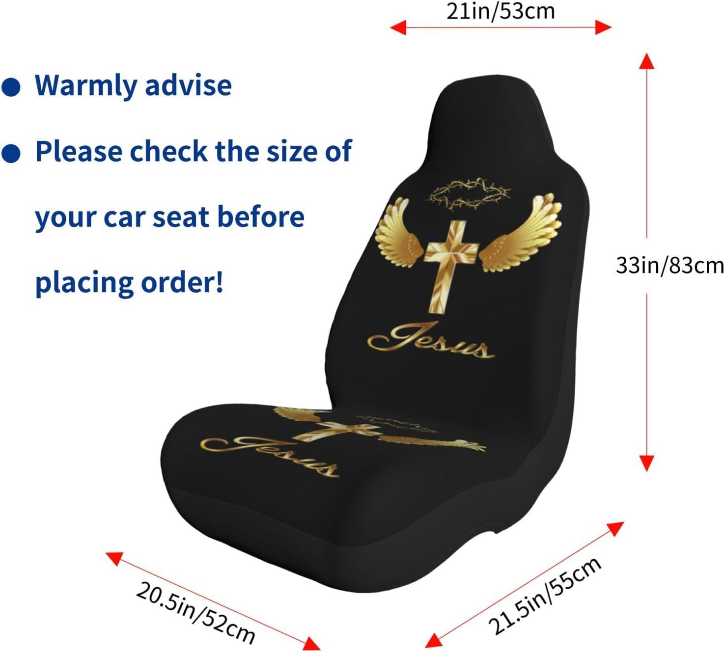Religious Christian Faith Jesus Christ Brambles Gold Car Seat Cover Car Seat Covers Full Set High Back Stretchy Bucket Seat Cover in Front 2 PCS
