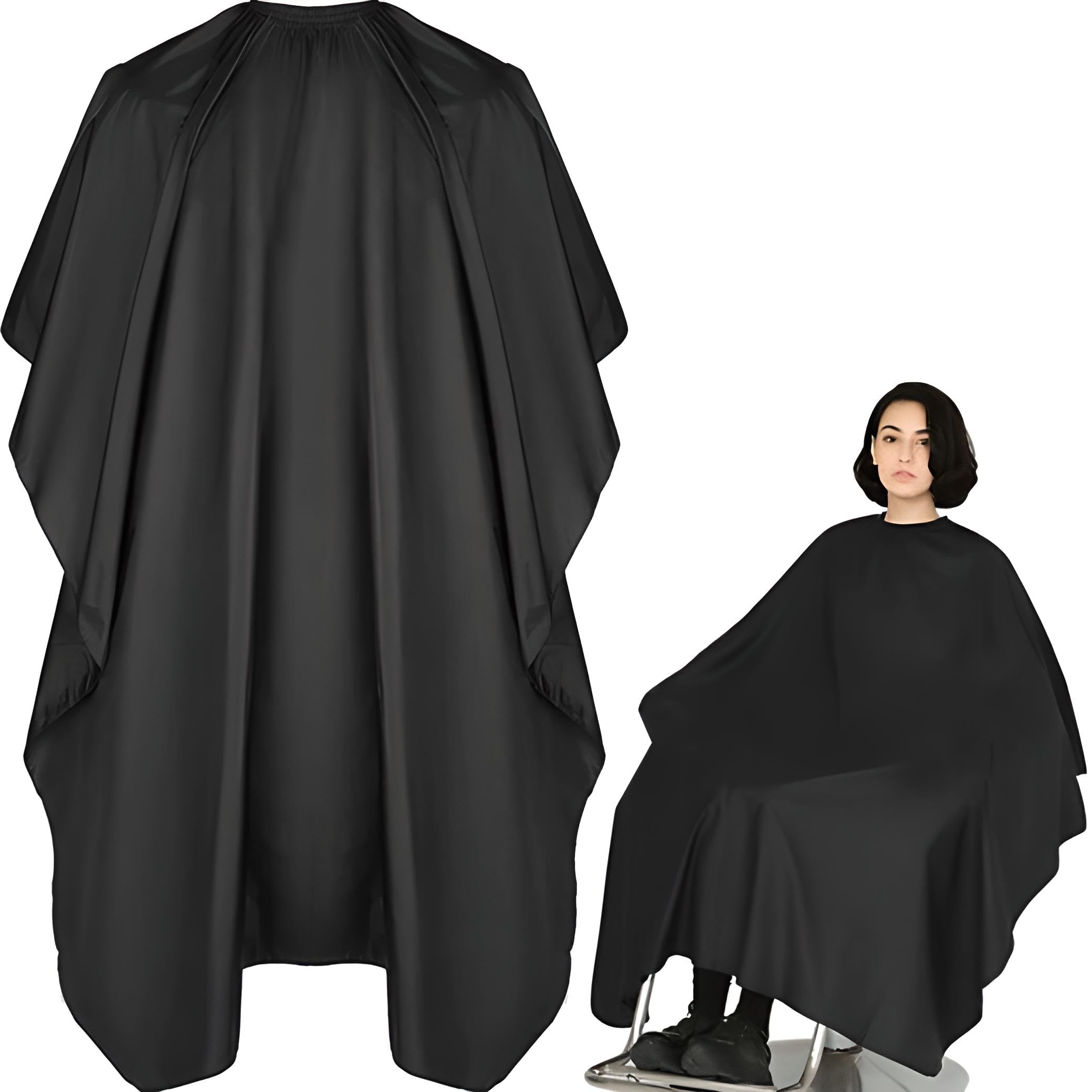 Retoo Capa de peluquería profesional con cierre de gancho para mujeres, hombres, niños, a prueba de salpicaduras y de tamaño universal para peluquería, corte de cabello, 140x90cm