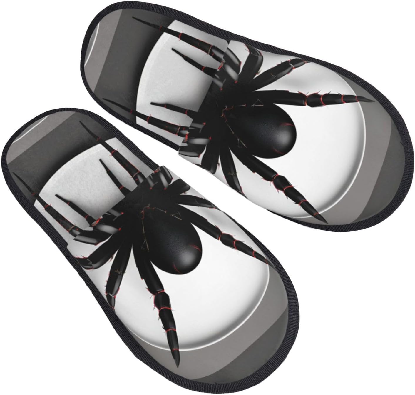 Black Spider print Furry Slippers Fashion Cotton Slippers for Autumn Winter Comfortable Warm Home Footwear