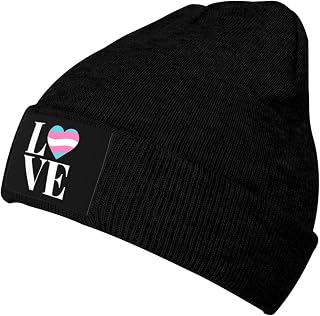 LGBT Trans 'Love' Gender Gift for Transgender Pride Beanie Hat Men Winter Warm Hat Women Knit Slouchy Skull Cap Black