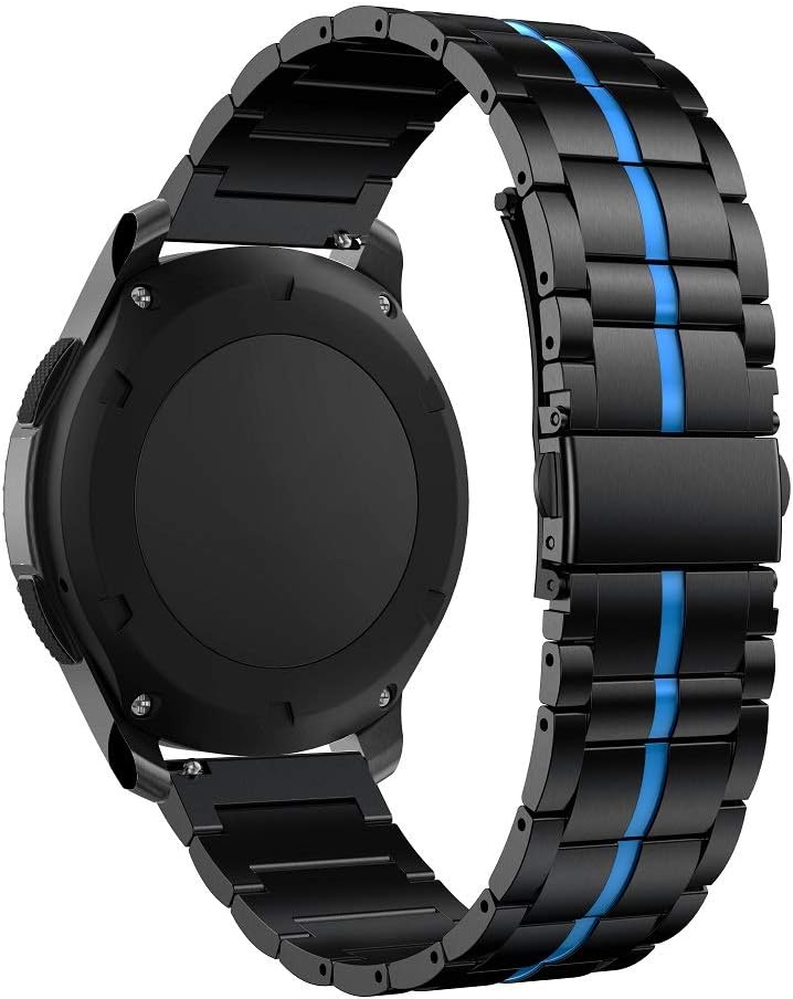 Onе-Dау Sаlе: Uр tо 40% оƒƒ RABUZI Compatible for Samsung Galaxy Watch 3 45mm/46mm Band,22mm Enamel Process Stainless Steel Metal Quick Release Replacement Strap Compatible Samsung Gear S3 Frontier/Classic Smartwatch,Black+Blue