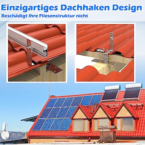 Support solaire toit tuiles Warmfay pour éviter les fuites avec fixations réglables pour 2 modules - 4