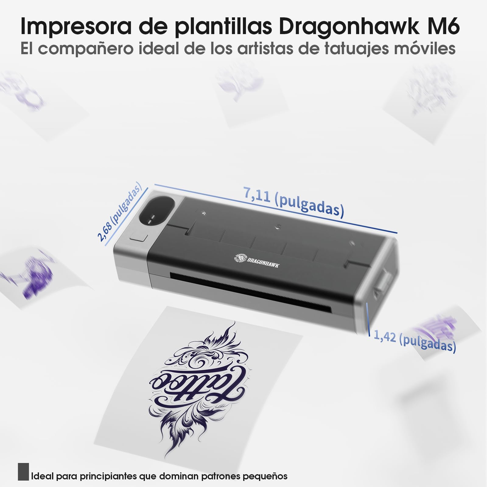 Dragonhawk A1 Pro Kit Máquina de Tatuaje Inalámbrica Rotativa 4.0mm Carrera Impresora de Stencil 20 Agujas para Principiantes