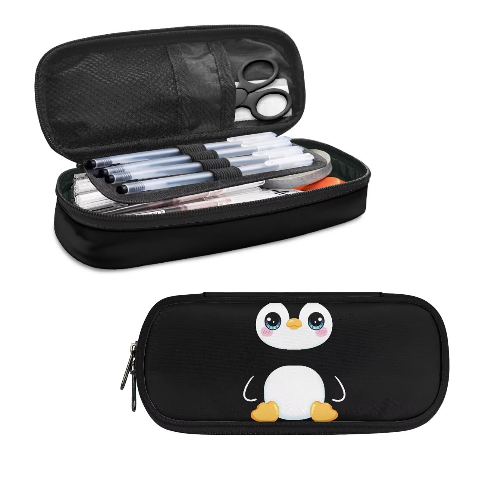 Penguin Pencil Case for Middle School Girls Boys Pen Bag Portable Pencil Pouch Pen Bag Carrying Case Multifunctional Pen Holder Box Stationery Organzier
