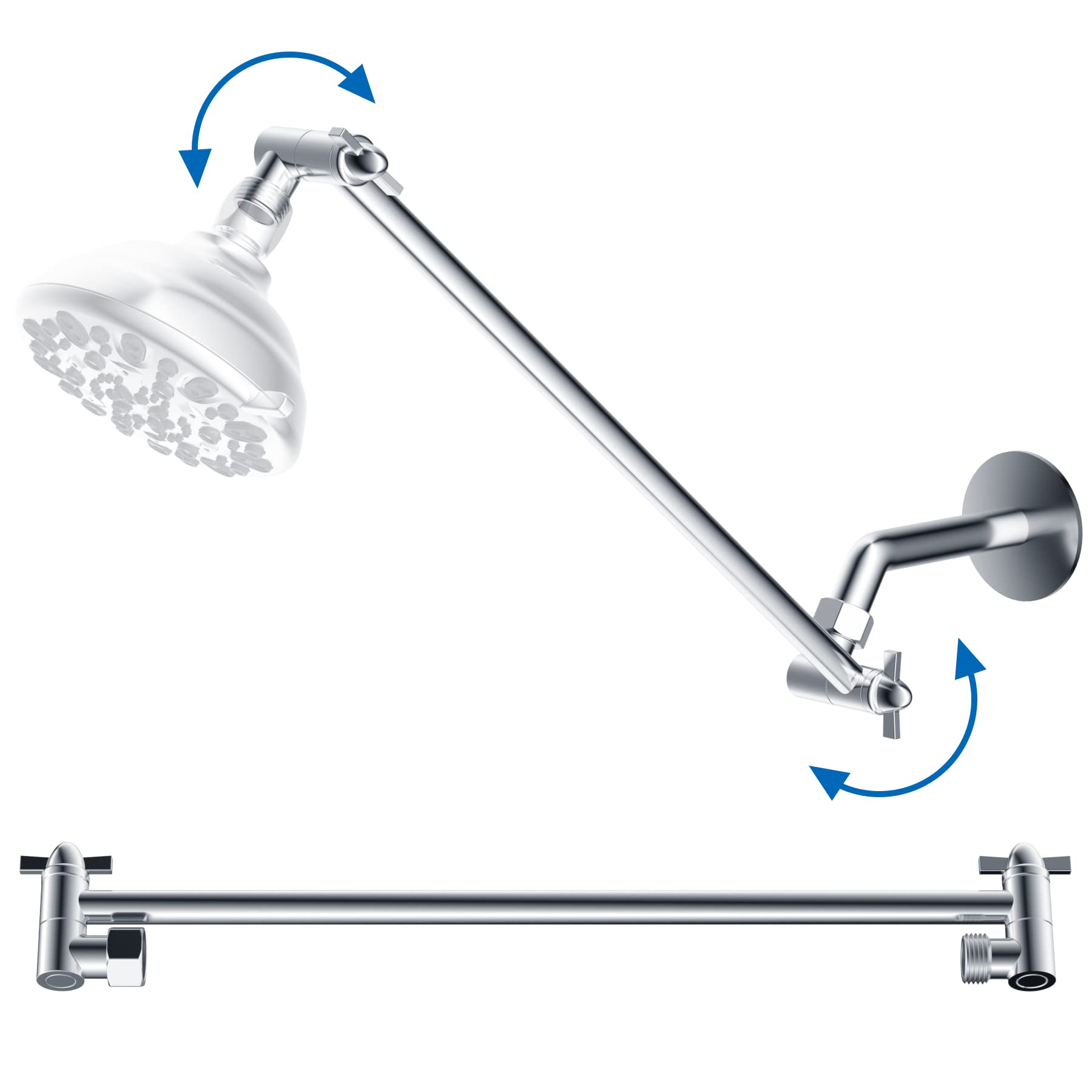 Adjustable Shower Arm Extender – 16 Inch, Brass, Fits Fixed & Handheld Showers – Oil Rubbed Bronze
