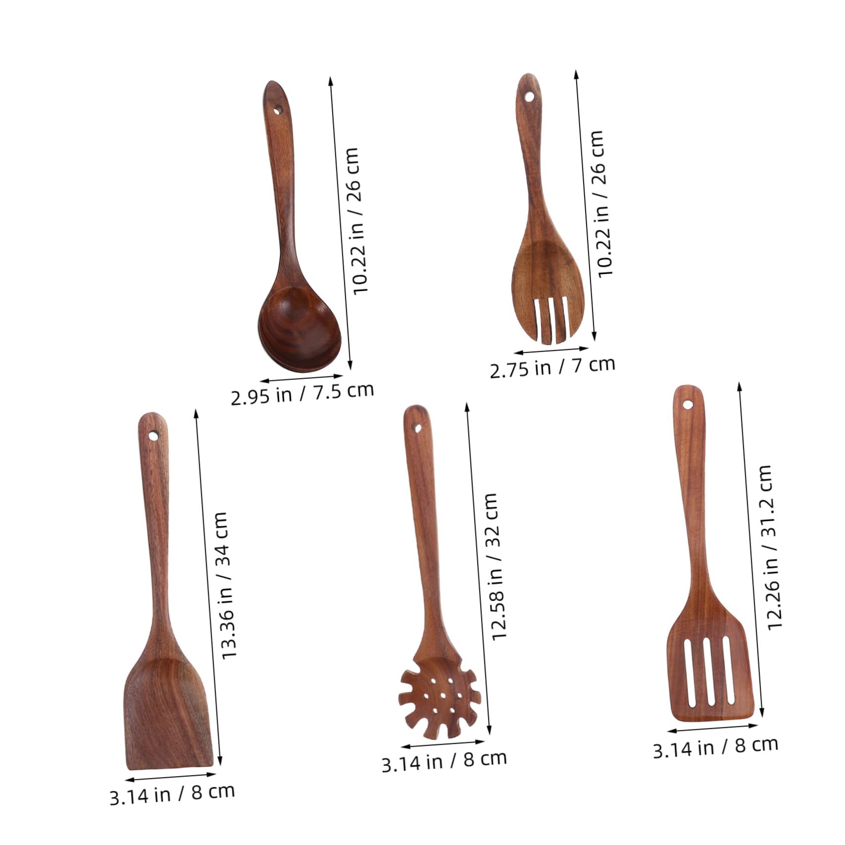 Alasum Set Utensili da Cucina in Legno Marrone, Cucchiaio da Cucina e Spatola per Mescolare, Protezione Antiaderente e Dosaggio Preciso, per Cucinare e Mescolare