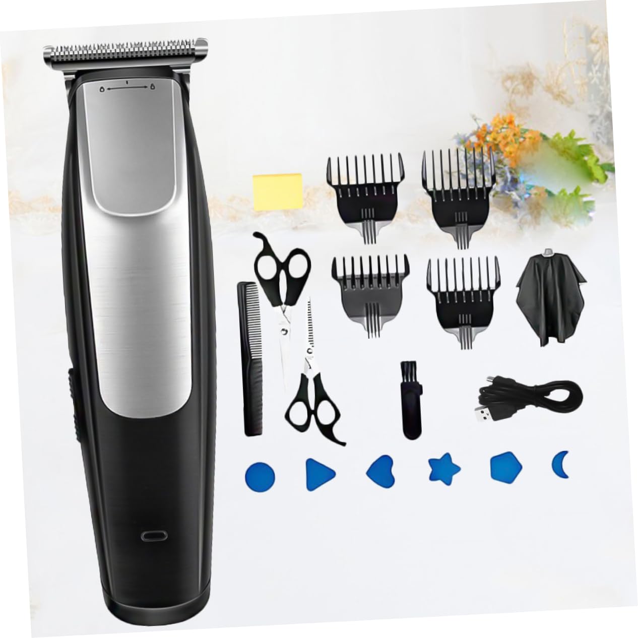 Baluue Tagliacapelli Elettrico Ricaricabile USB in Plastica Pettini Intercambiabili per Barber Professionale e Taglio Chioma Uomo