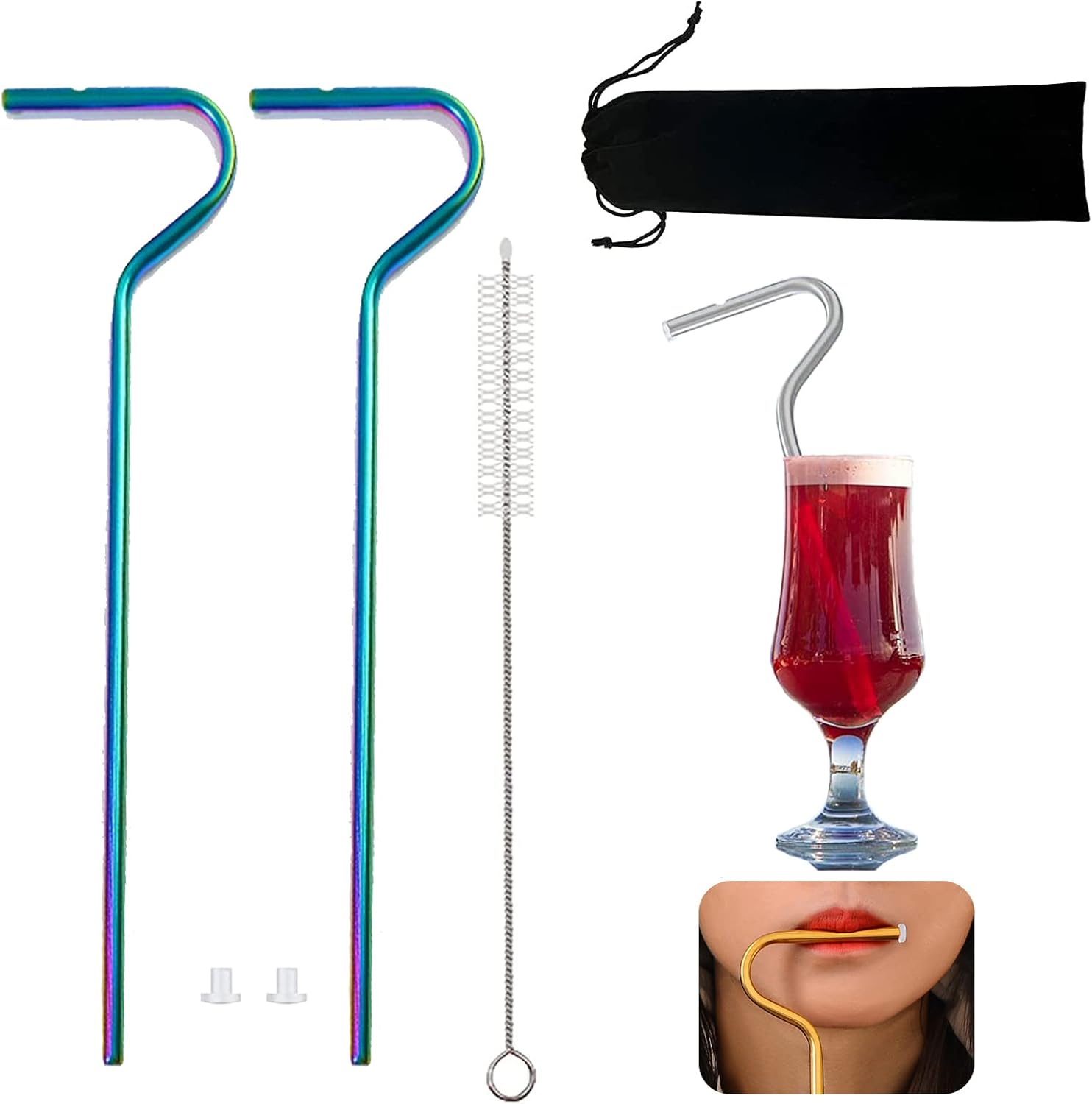 2PCS Anti Wrinkle Straw,Lip Straw for Wrinkles,Reusable