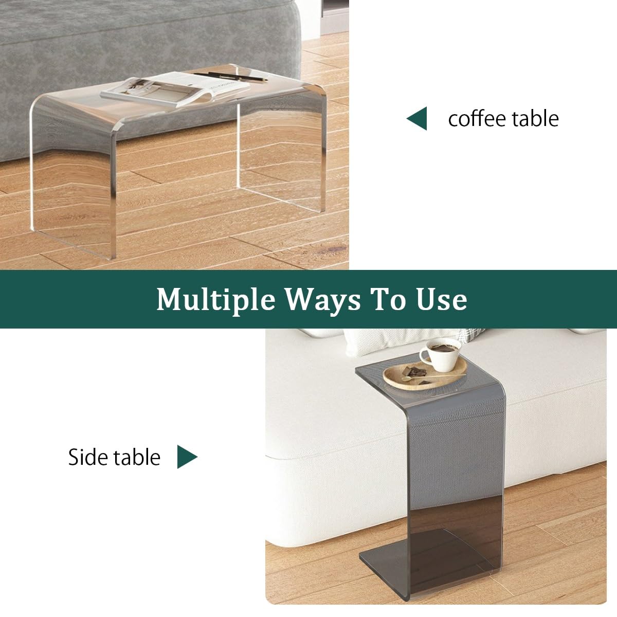 Mesa Auxiliar Acrílica Transparente,Mesa Auxiliar Forma C,Mesa Auxiliar Sofa,Mesas Auxiliares Para Salon,Mesa Auxiliar Alta,Mesa Pequeña Salon,Mesa De Centro Pequeña,Mesa Auxiliar De Estilo Moderno(Tr