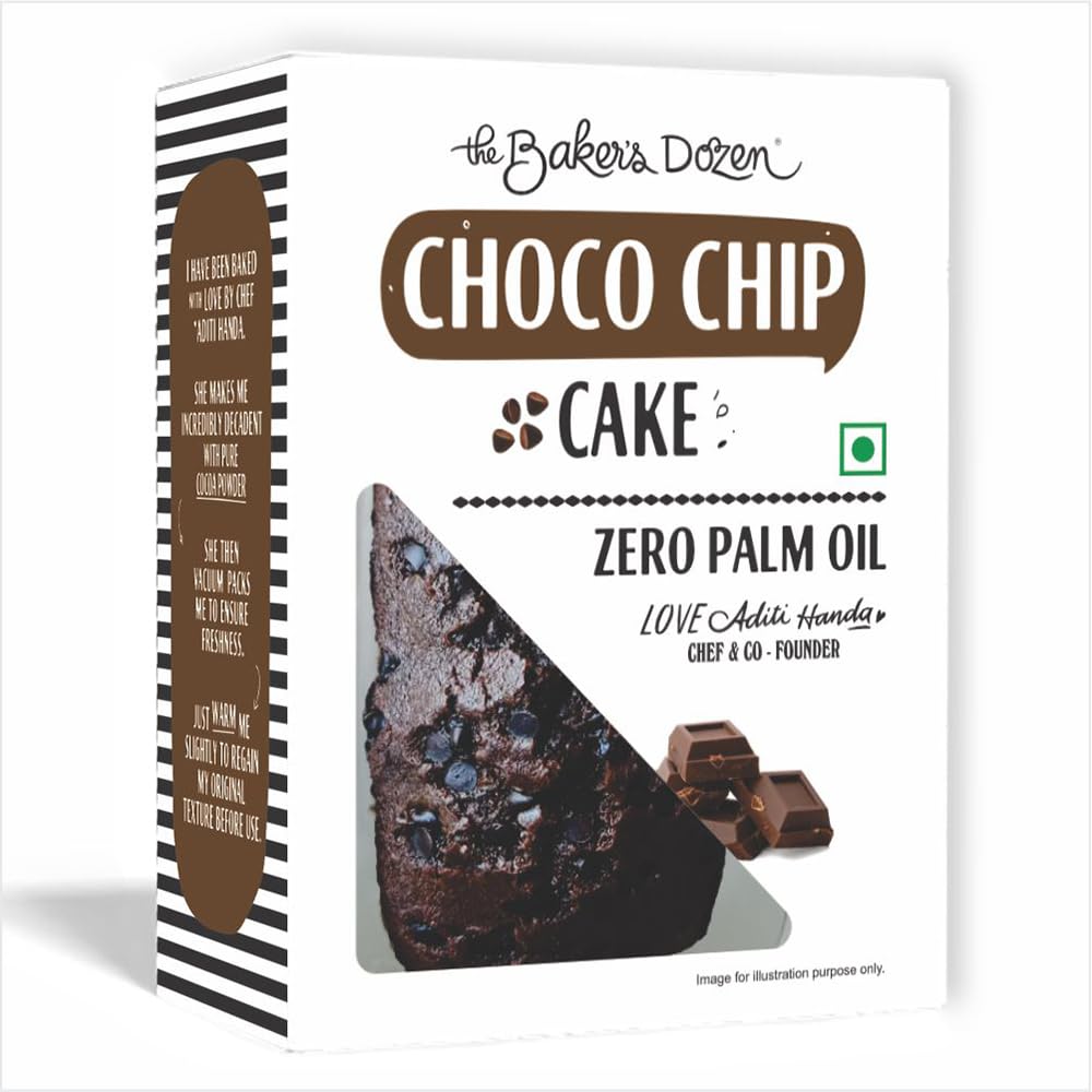 Choco Chip Cake | Made with Pure Cocoa Powder | Zero Palm Oil | Zero Trans Fat | Handcrafted with Love by Aditi Handa - Chef & Co-Founder | Pack of 1 X 150g