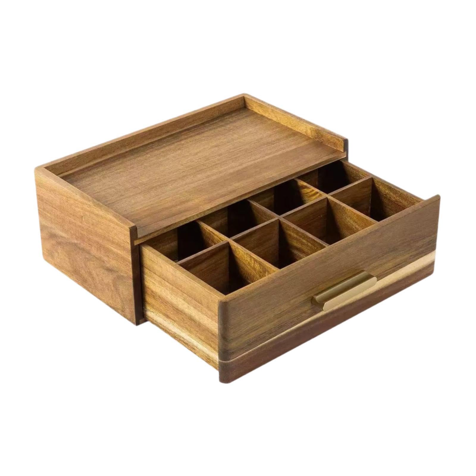 Organizador de Bolsitas de Té de Madera con Múltiples Compartimentos, Cajón de Almacenamiento para Cocina, Despensa Y Oficina.