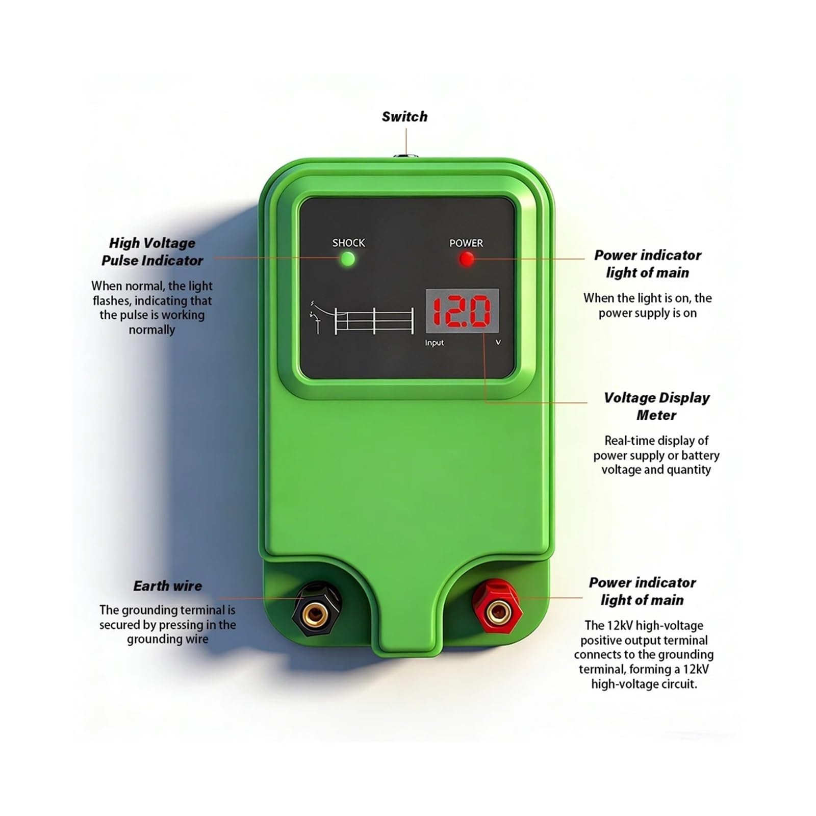 Elettrificatore for recinti elettrici a impulsi ad alta tensione - neratore di controller for recinti for bestiame resistente for recinzioni di ranch da pascolo