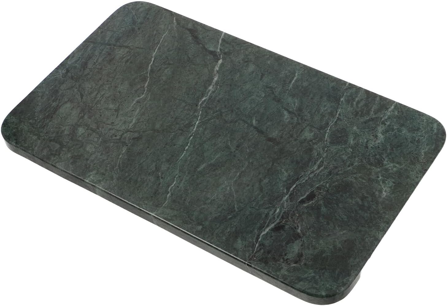 Toyvian Marble Decorative Vanity Tray 25x15cm Gray White Rounded Corners, Rectangular Stone Storage Organizer for Bathroom Counter and Kitchen Surface