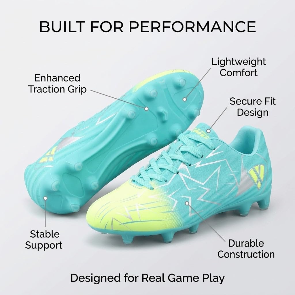 Vizari Lucia Junior FG - Tacos de fútbol para niños | Tacos de fútbol sintéticos con suela de TPU | Tacos de fútbol perfectos para niños y niñas para un ajuste ancho o regular