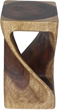 Haussmann Luma Square Twisted End Table 10 in SQ x 18 in H Walnut