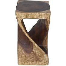 Haussmann Luma Square Twisted End Table 10 in SQ x 18 in H Walnut