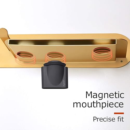 Miniatura 4 de FLE Soporte para secador de pelo montado en la pared con estante, soporte para secador de pelo, organizador compatible con secador de pelo