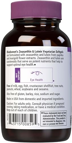 Vista 3 de Bluebonnet Nutrition Zeaxantina Plus Luteína Softgel, luteína y zeaxantina, salud ocular y exposición a la luz azul, luteína de caléndula